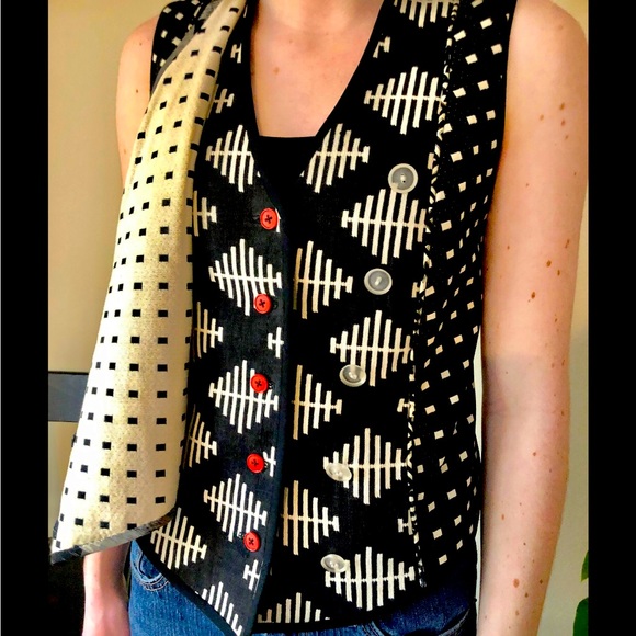 Traditional Native American patterned double breasted Handmade Vest